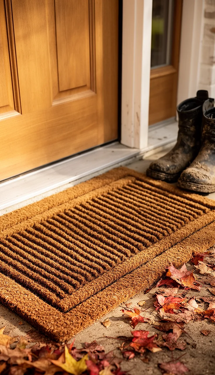Boot-scraper fall doormat for muddy season