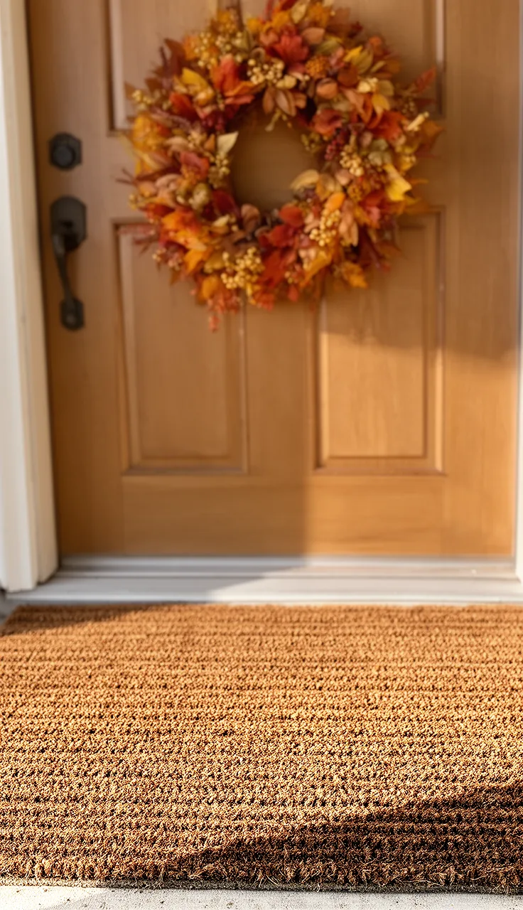 Coordinated fall doormat and wreath