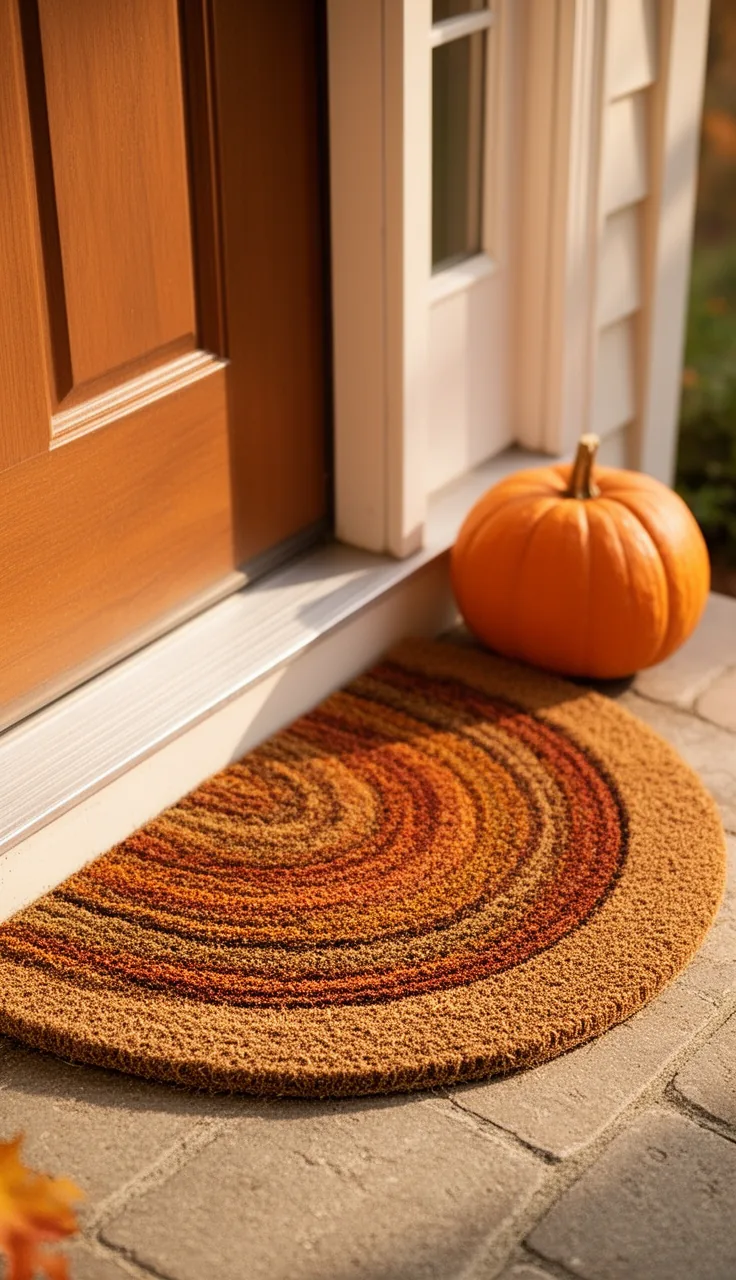 Half-round fall doormat on a small stoop