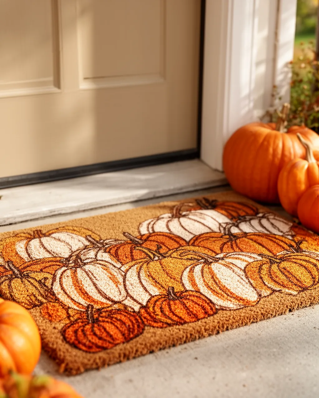 Pumpkin-motif fall doormat