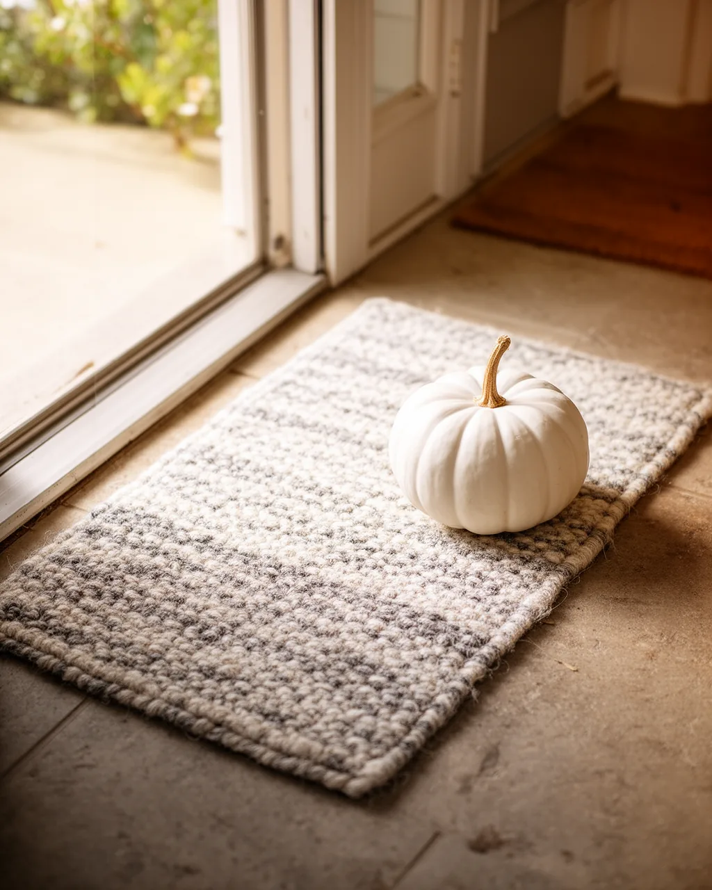 Neutral textured fall doormat