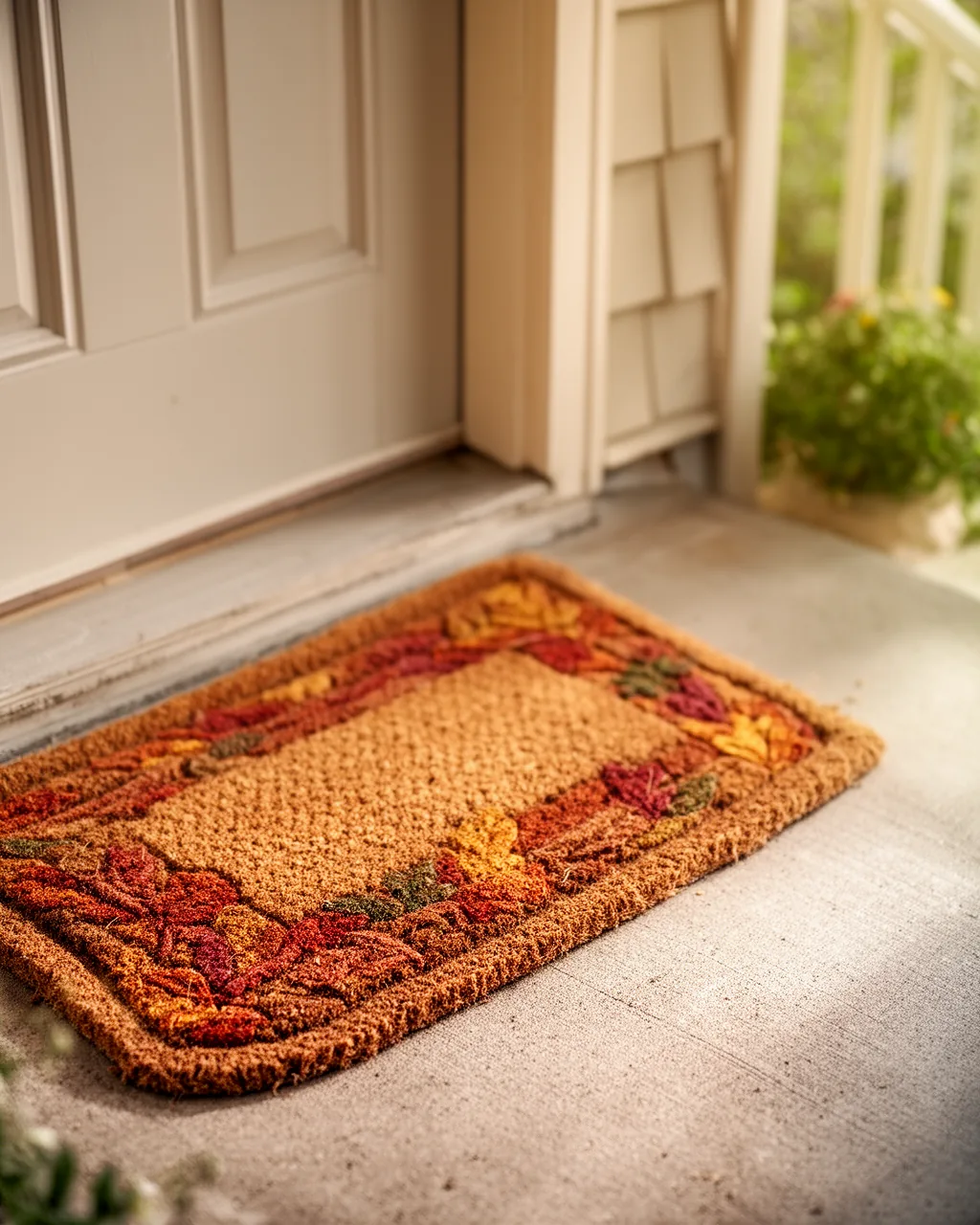 Layered doormat for a tiny porch