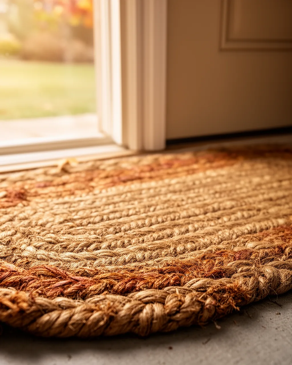 Braided jute doormat