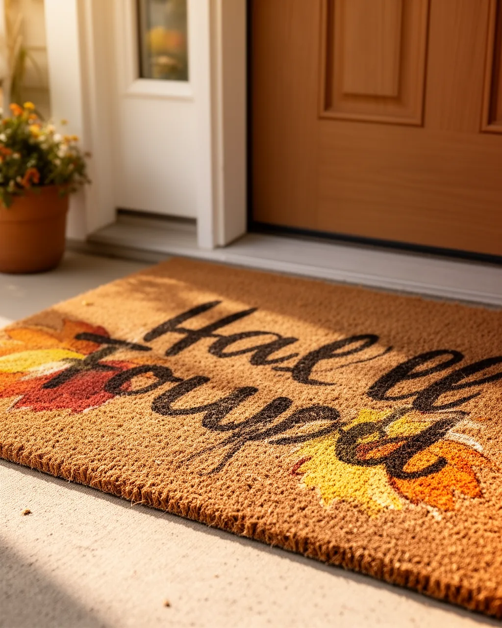 DIY stenciled fall doormat