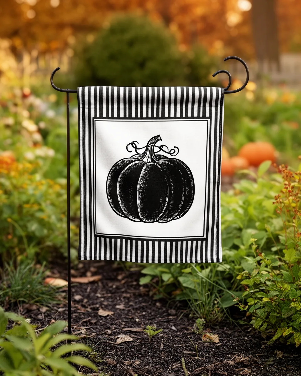 Black-and-white garden flag