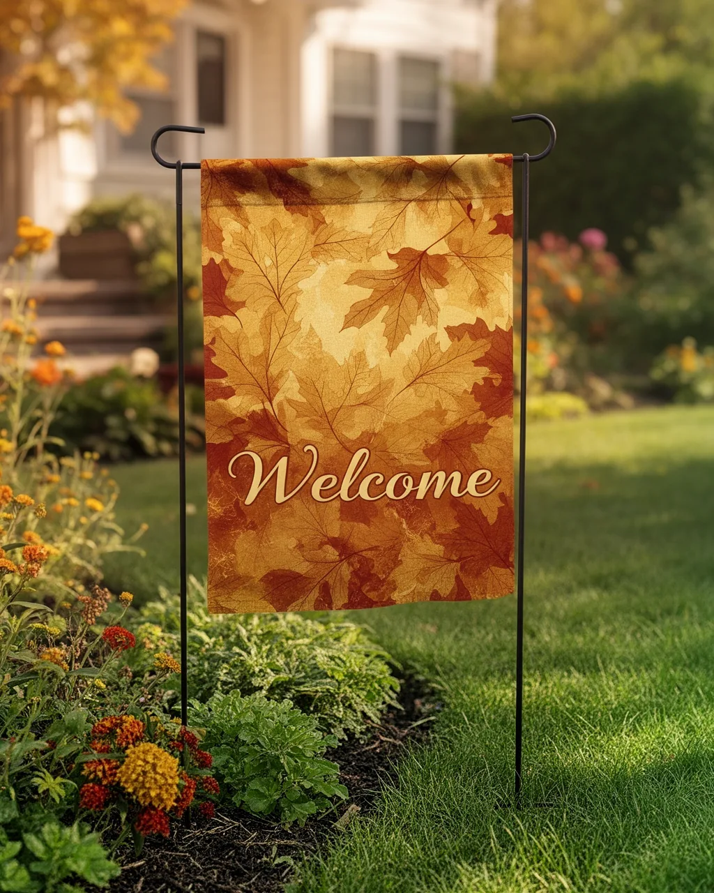Welcome fall garden flag