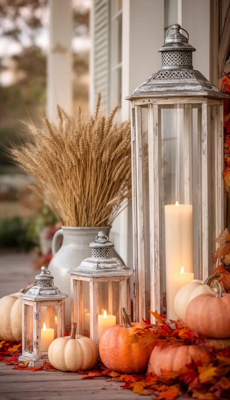 Weathered wooden fall lanterns for cottage charm