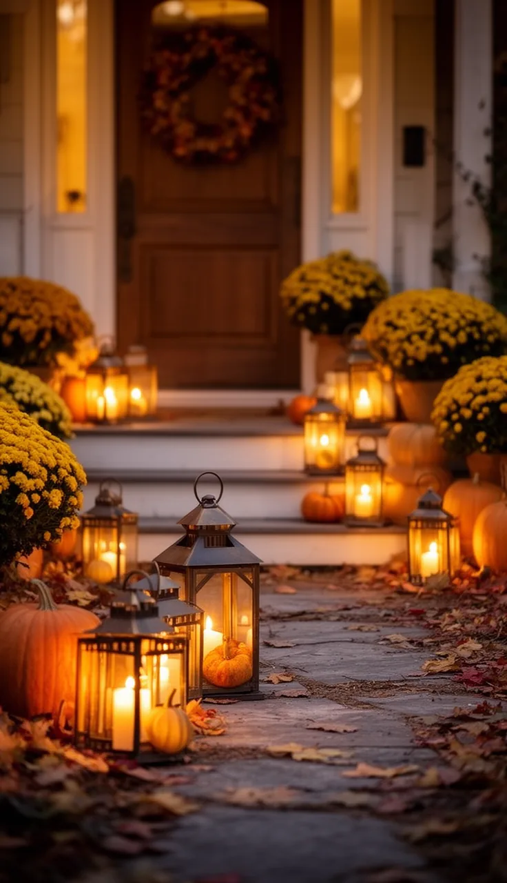 A whole fall lantern display pulled together