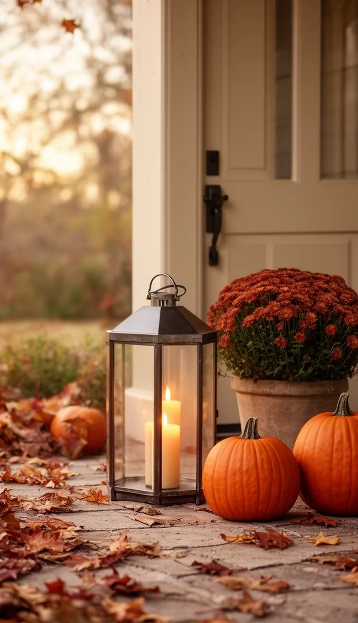 A single statement fall lantern by the door