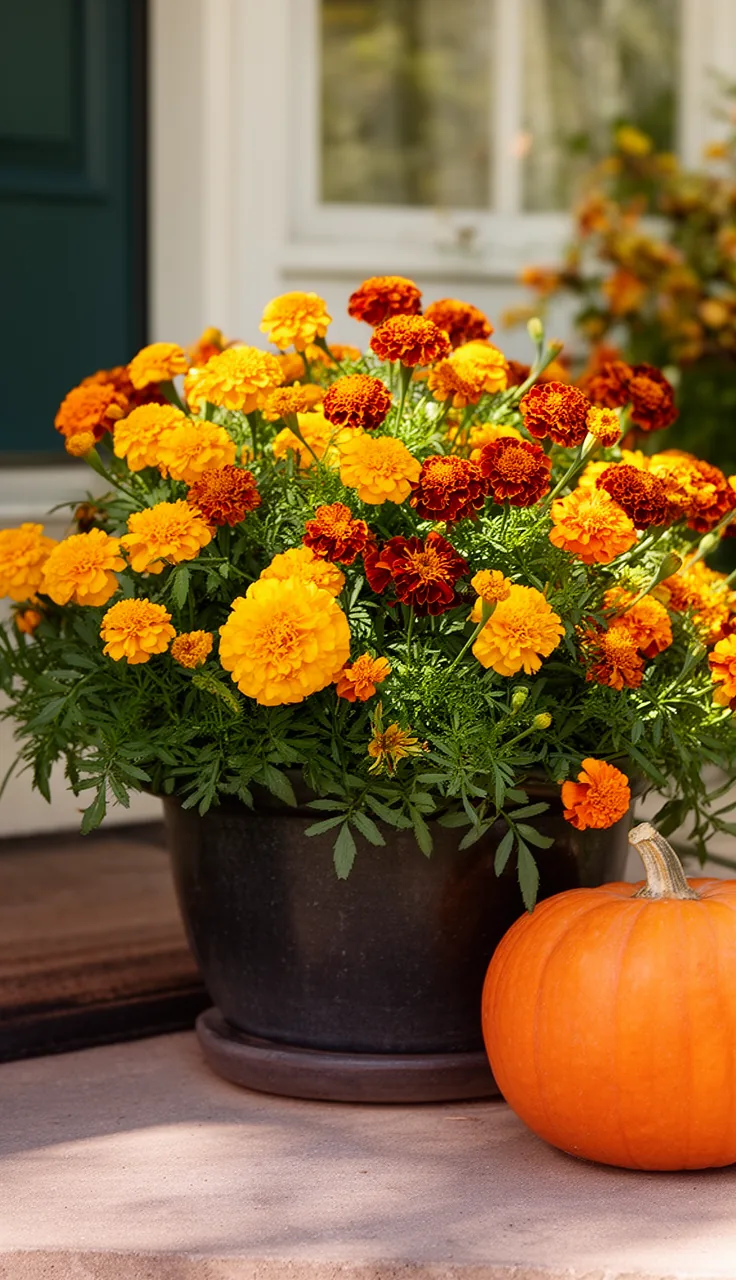 Marigold planter in bold gold and rust tones