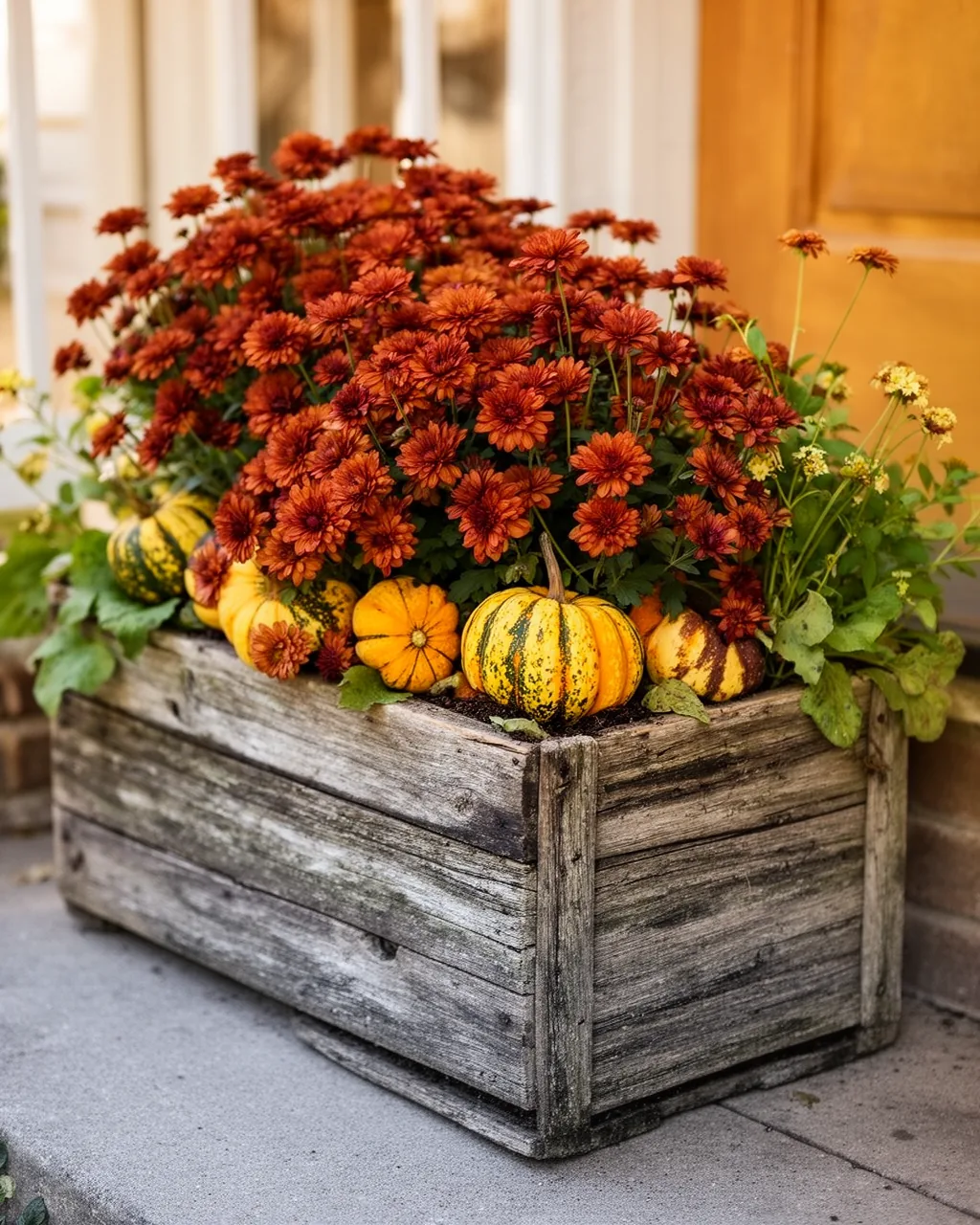 Rustic wooden crate planter