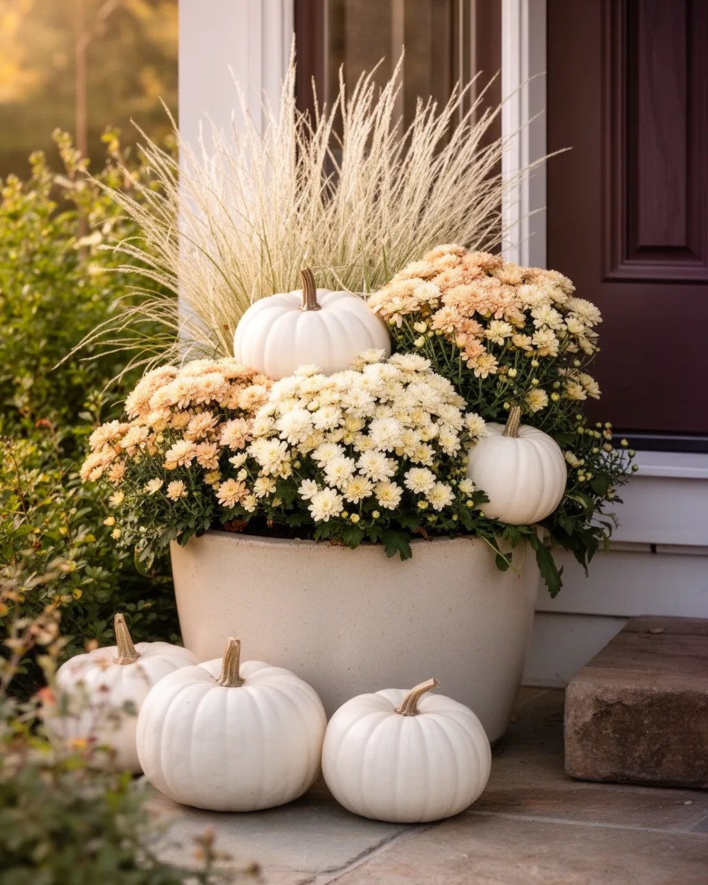Neutral white pumpkin planter