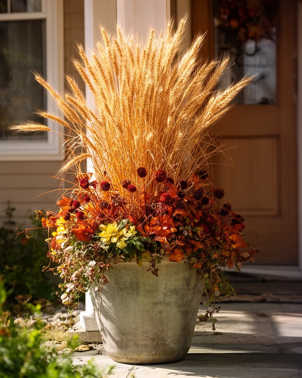 Dried wheat and pampas planter