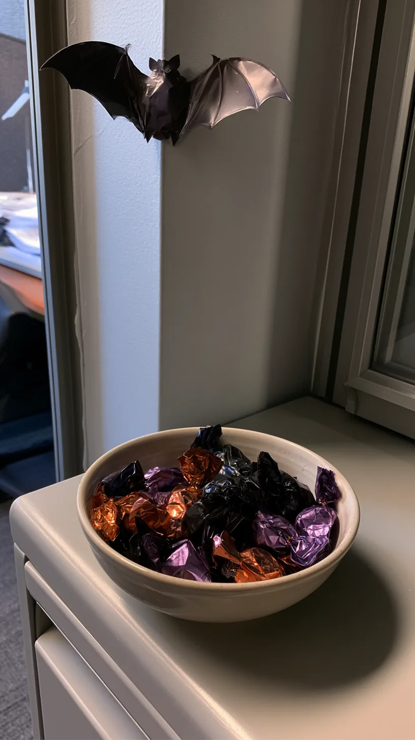 small decorative bowl filled with wrapped candy sitting near an office door, photo 2 of 4