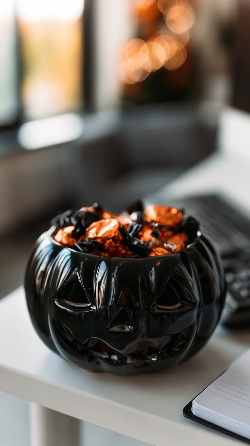 small decorative bowl filled with wrapped candy sitting near an office door, photo 4 of 4