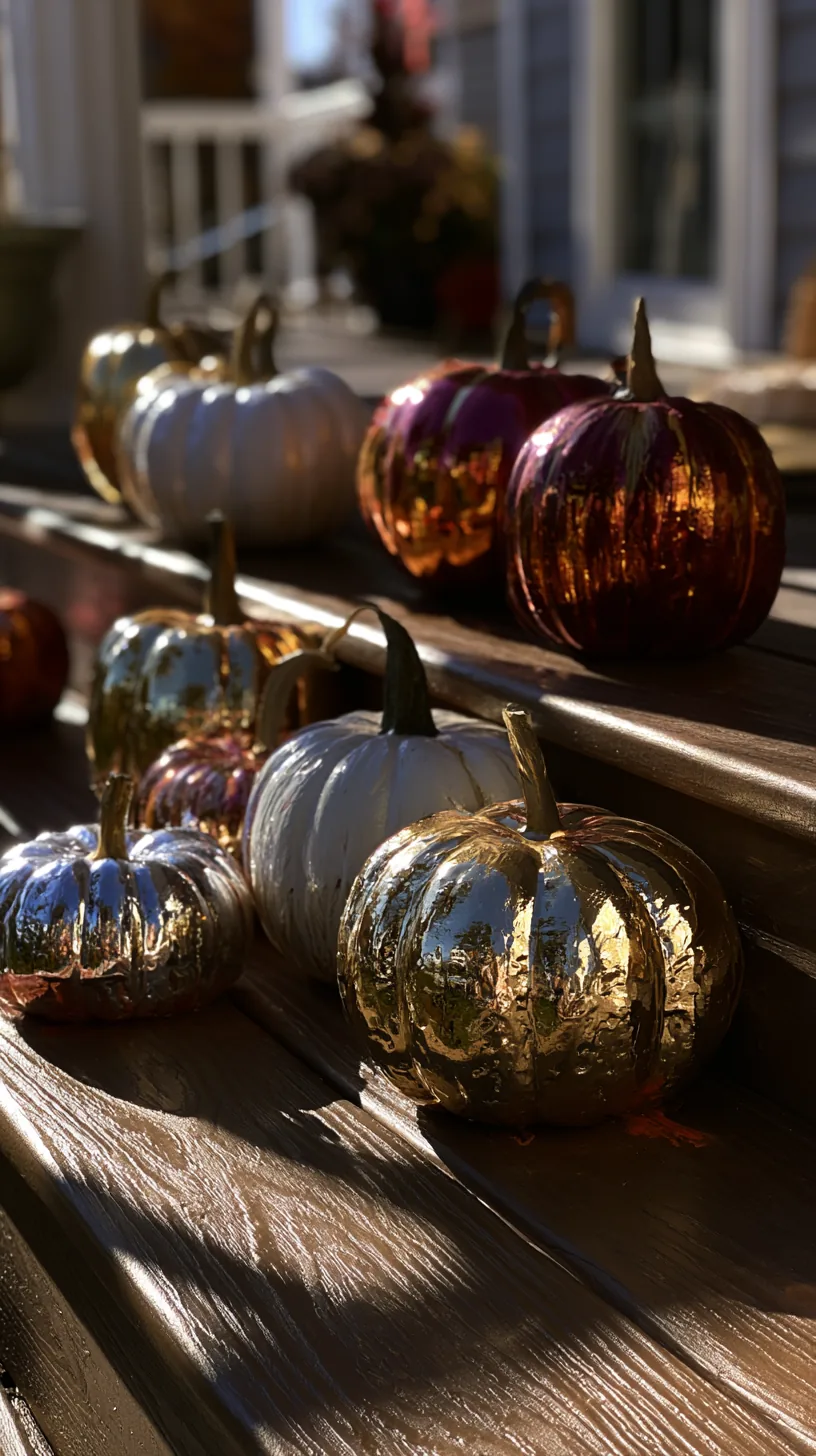 hand-painted pumpkins finished with a matte sealant on porch steps, photo 3 of 4