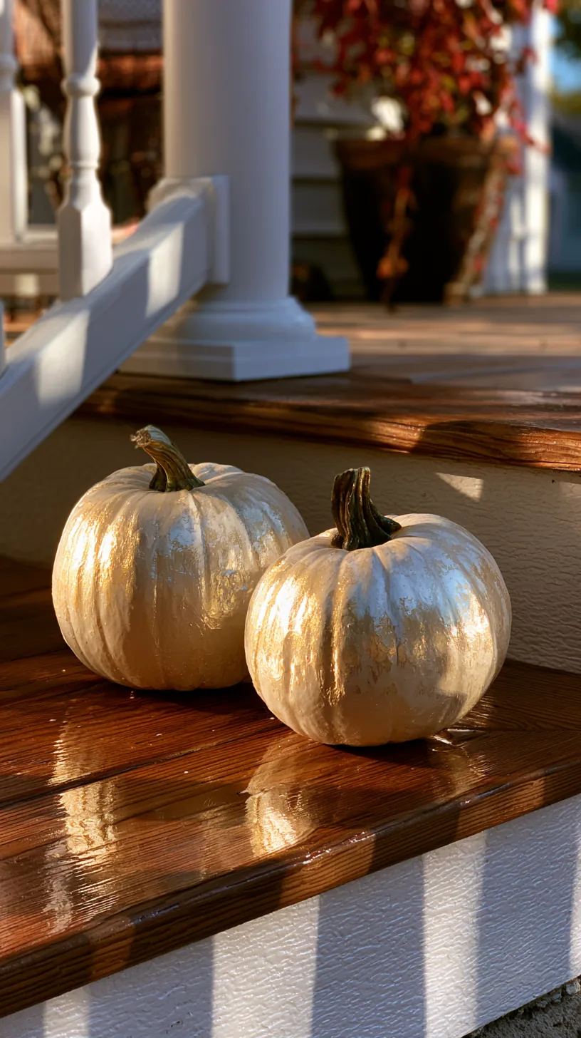 hand-painted pumpkins finished with a matte sealant on porch steps, photo 4 of 4