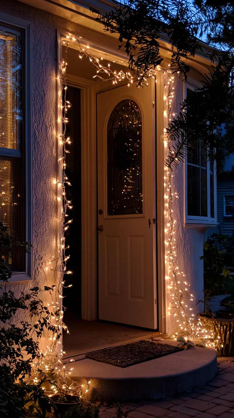 warm white twinkle lights framing a front door on weatherproof clips, photo 4 of 4