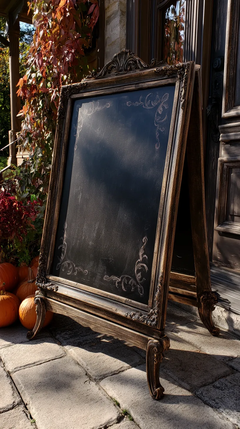 a chalkboard easel sign with trick-or-treat hours near the front door, photo 3 of 4