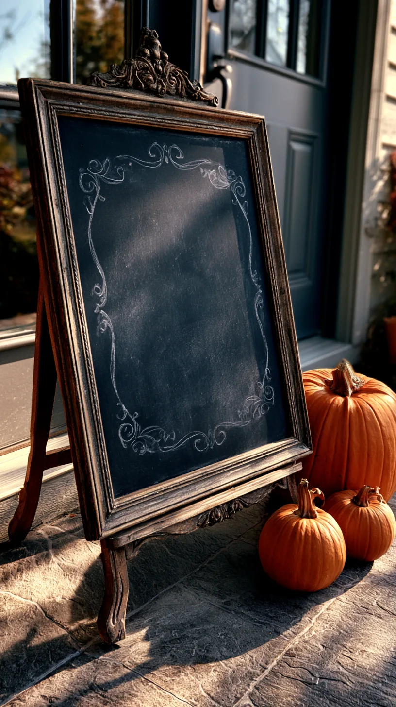 a chalkboard easel sign with trick-or-treat hours near the front door, photo 4 of 4