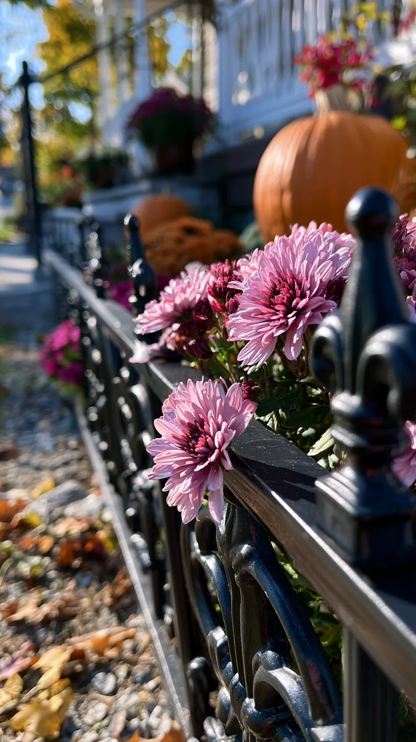 small black faux wrought iron fencing bordering a porch flower bed, photo 3 of 4