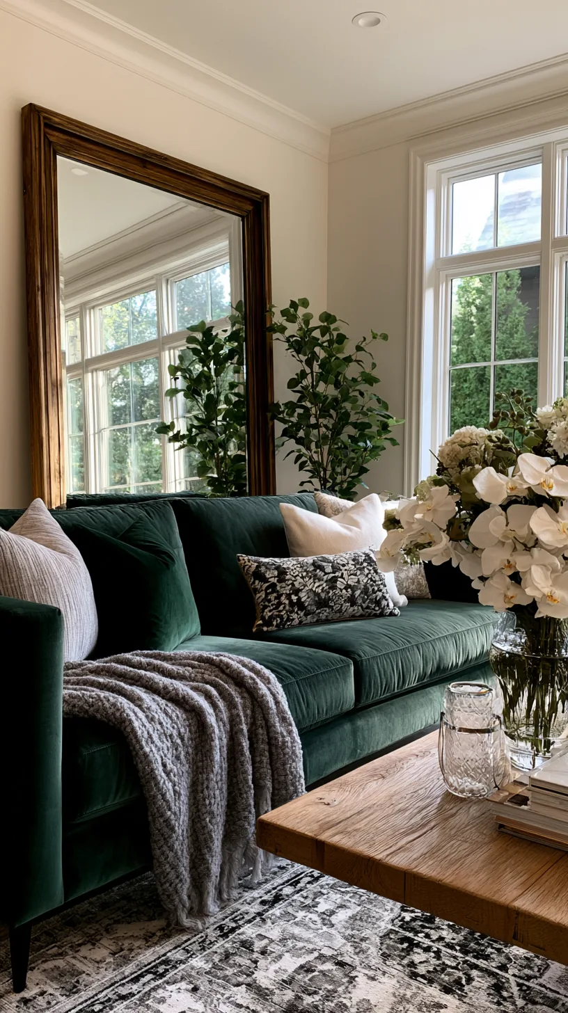 tall pampas grass in a ceramic vase adding soft neutral height near a green sofa, photo 4 of 4