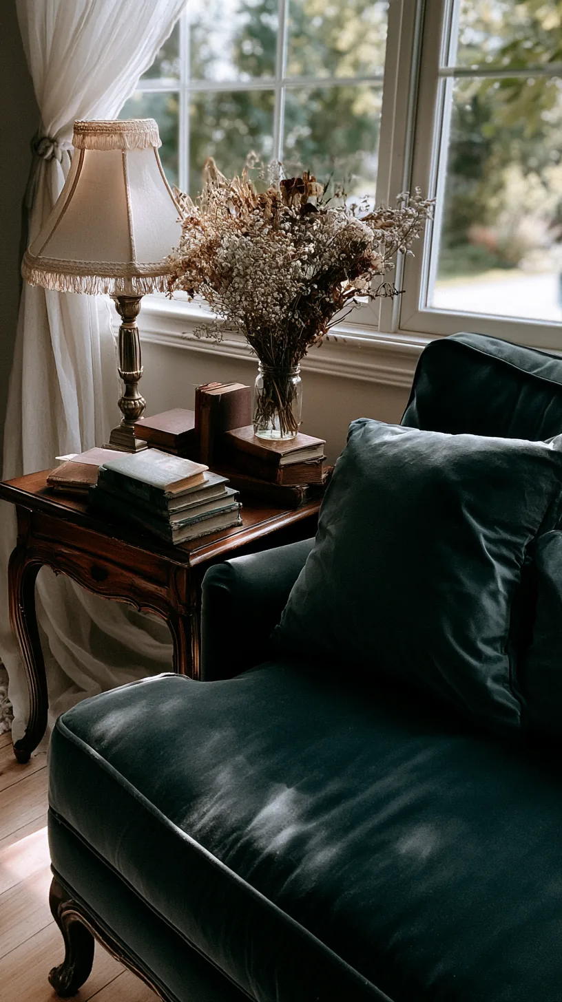 layered shades of green in pillows and plants around a dark green sofa, photo 4 of 4