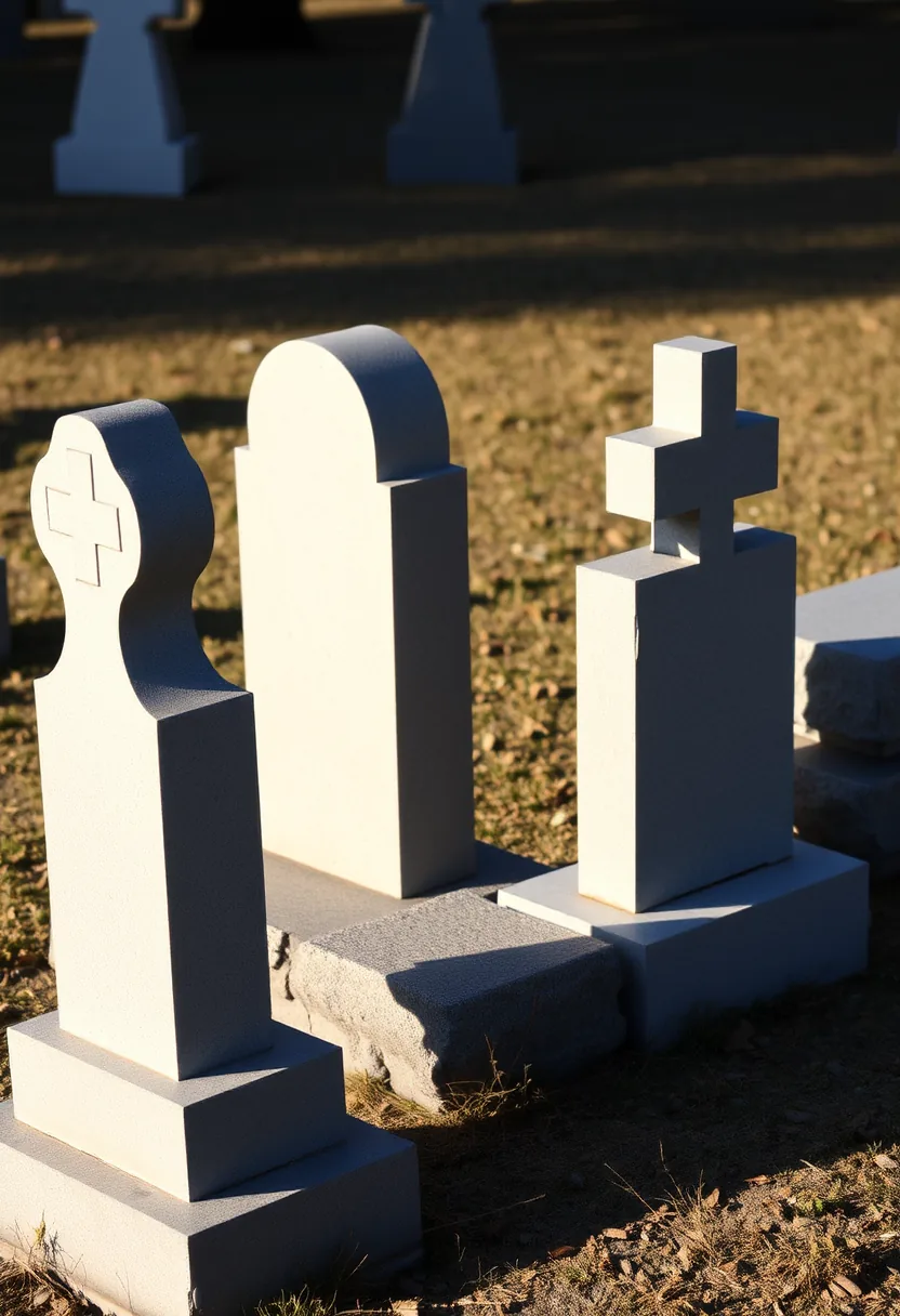 Mismatched white and blue arched cross rectangular tombstones for outdoor halloween graveyard tombstone decor